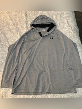 Under Armour Tech Popover Henley Hoodie Gray HeatGear Men’s XL